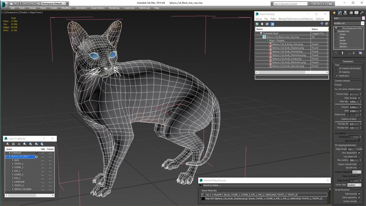 3D Sphynx Cat Black