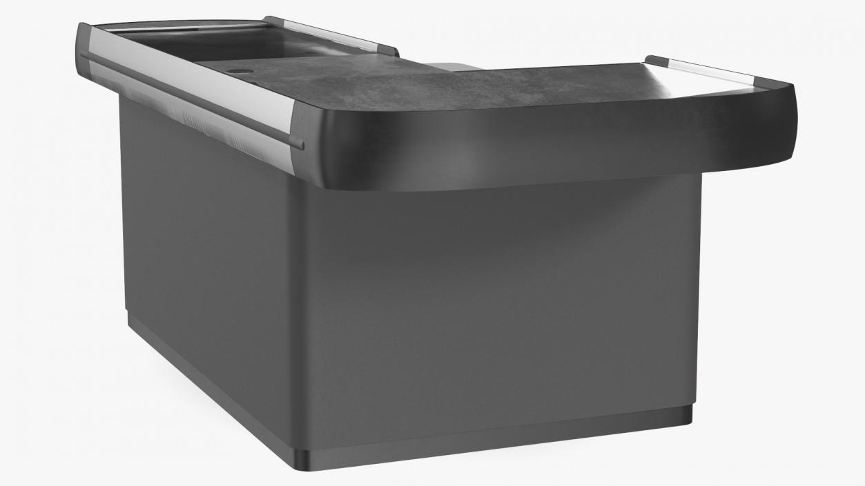 3D Large Retail Checkout Counter Grey Rigged