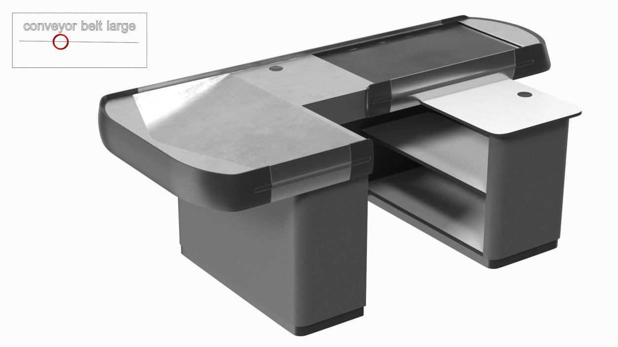 3D Large Retail Checkout Counter Grey Rigged