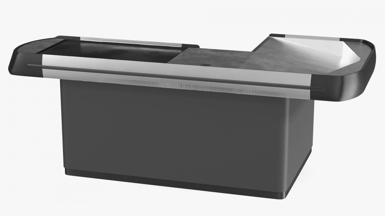 3D Large Retail Checkout Counter Grey Rigged