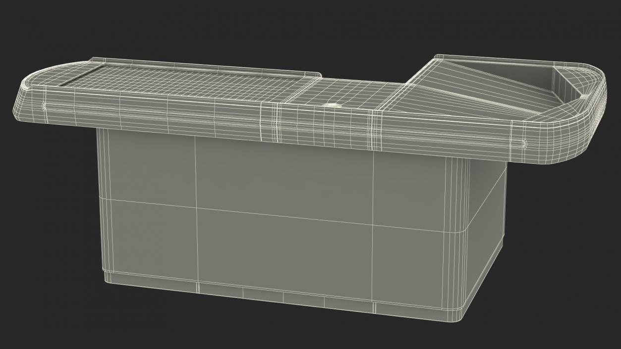 3D Large Retail Checkout Counter Grey Rigged