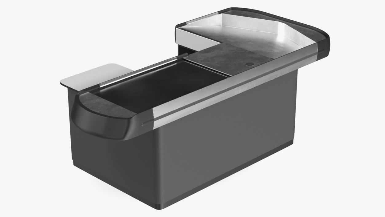 3D Large Retail Checkout Counter Grey Rigged