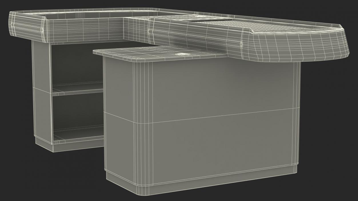 3D Large Retail Checkout Counter Grey Rigged