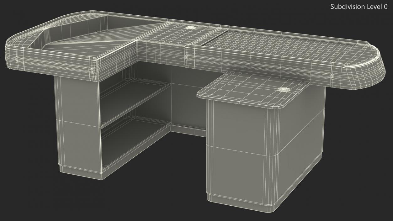 3D Large Retail Checkout Counter Grey Rigged