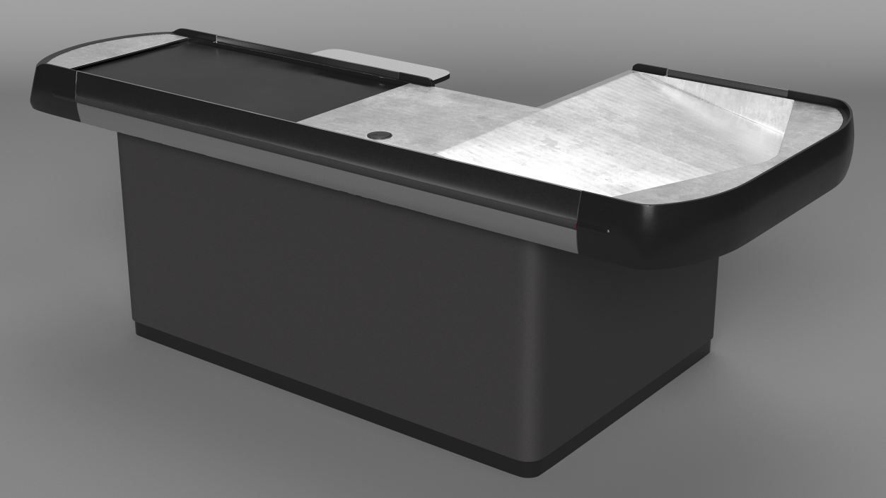 3D Large Retail Checkout Counter Grey Rigged