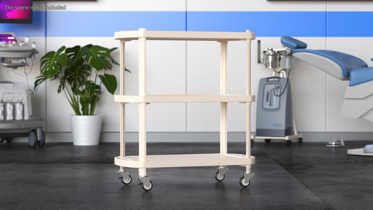 Hospital Rolling Cart Beige 3D