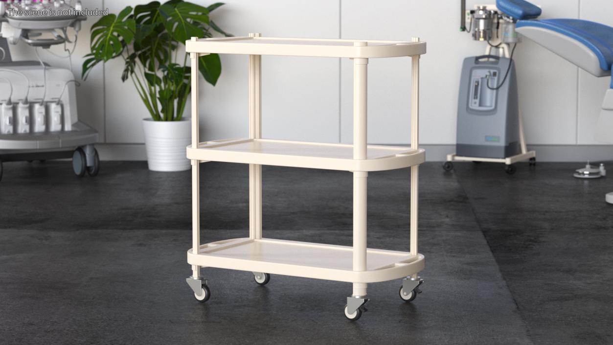 Hospital Rolling Cart Beige 3D