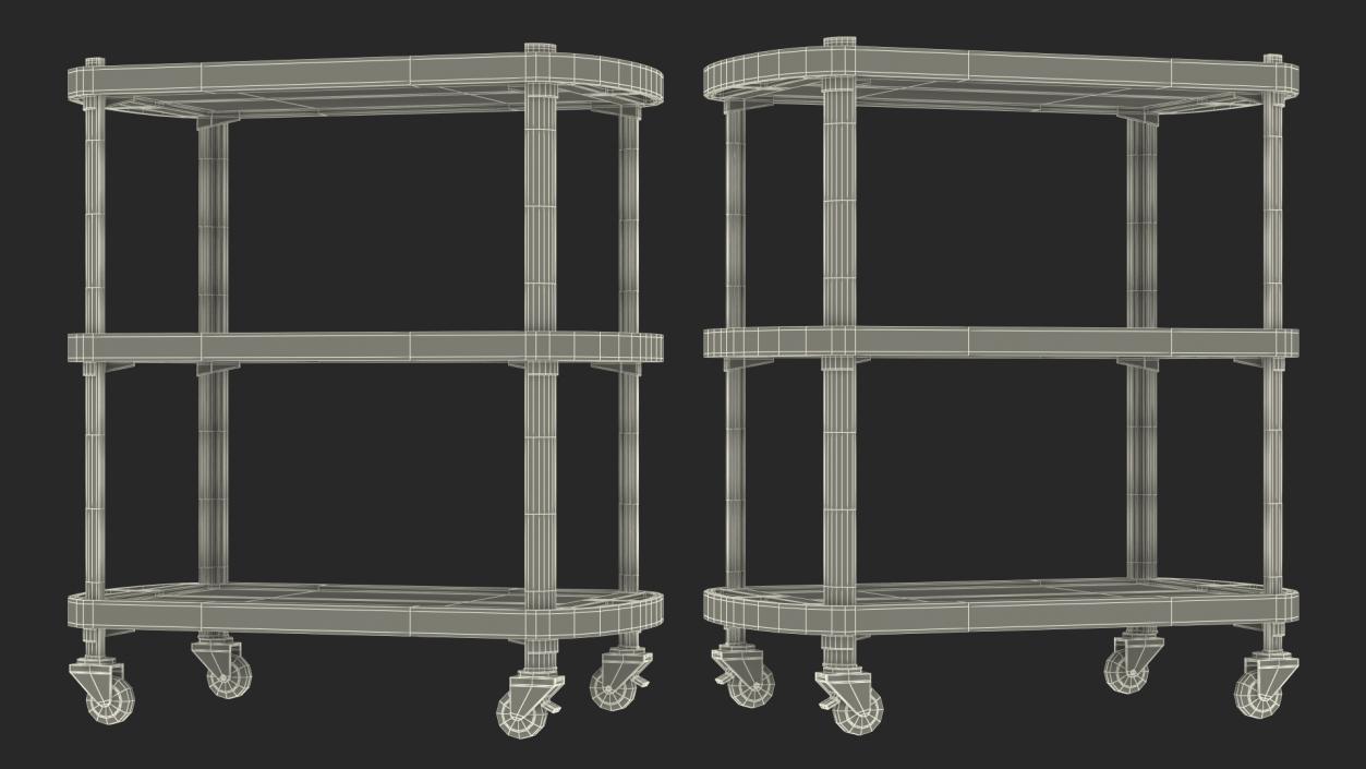 Hospital Rolling Cart Beige 3D