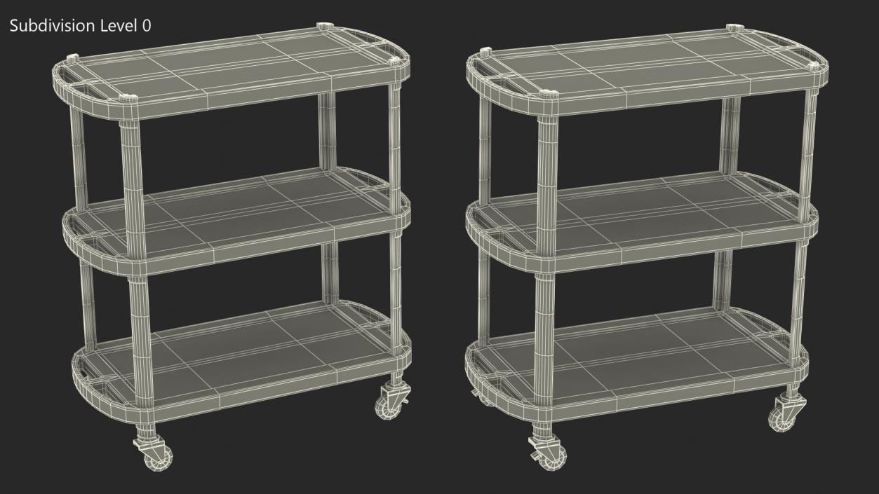 Hospital Rolling Cart Beige 3D