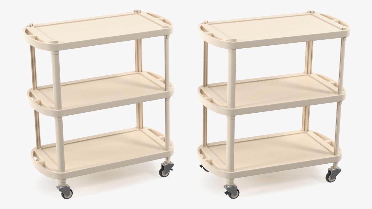 Hospital Rolling Cart Beige 3D