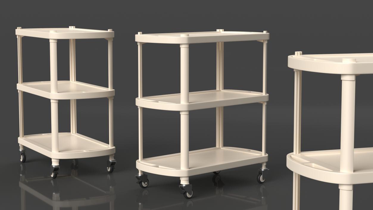 Hospital Rolling Cart Beige 3D