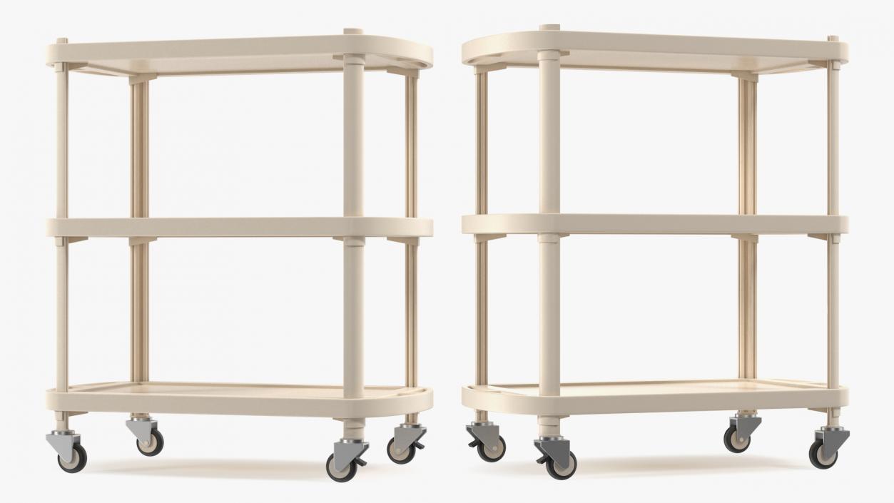 Hospital Rolling Cart Beige 3D