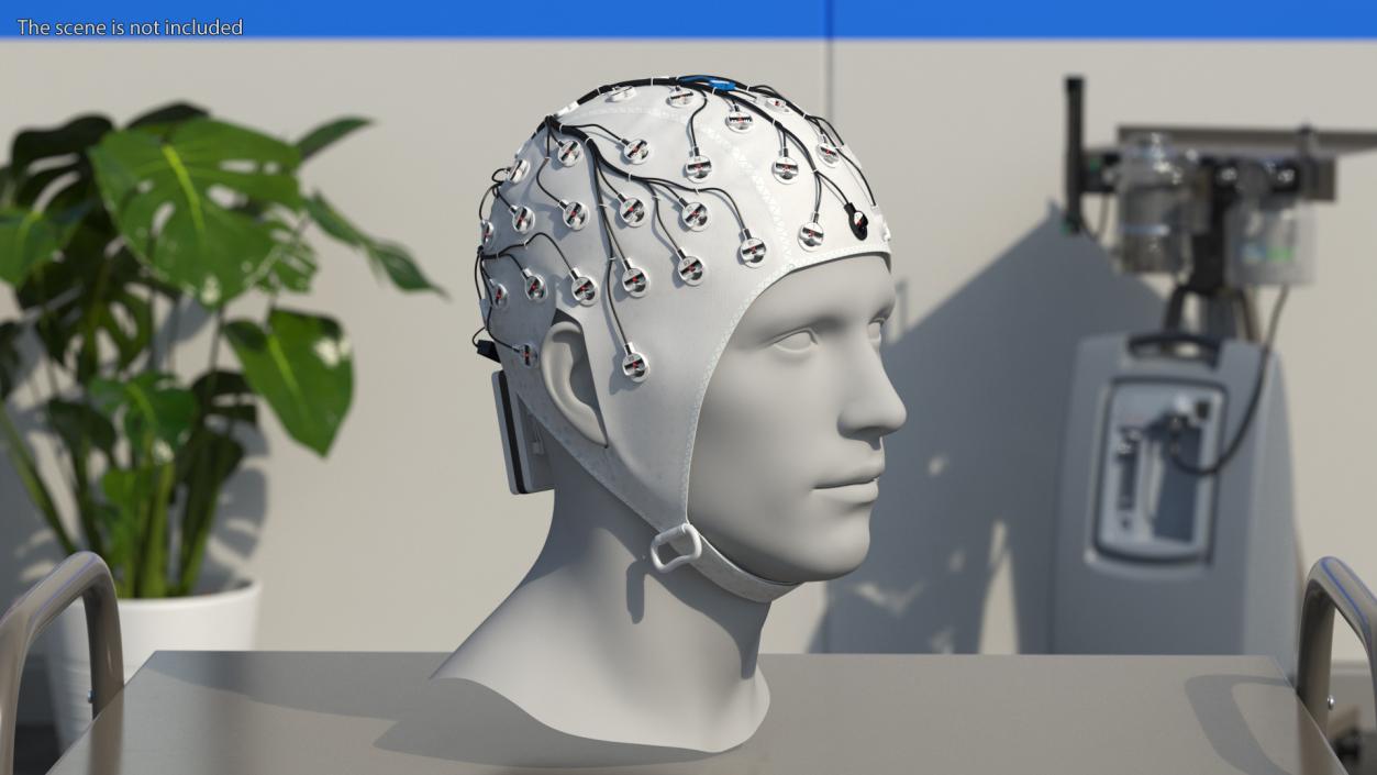 3D Electroencephalography EEG Cap White