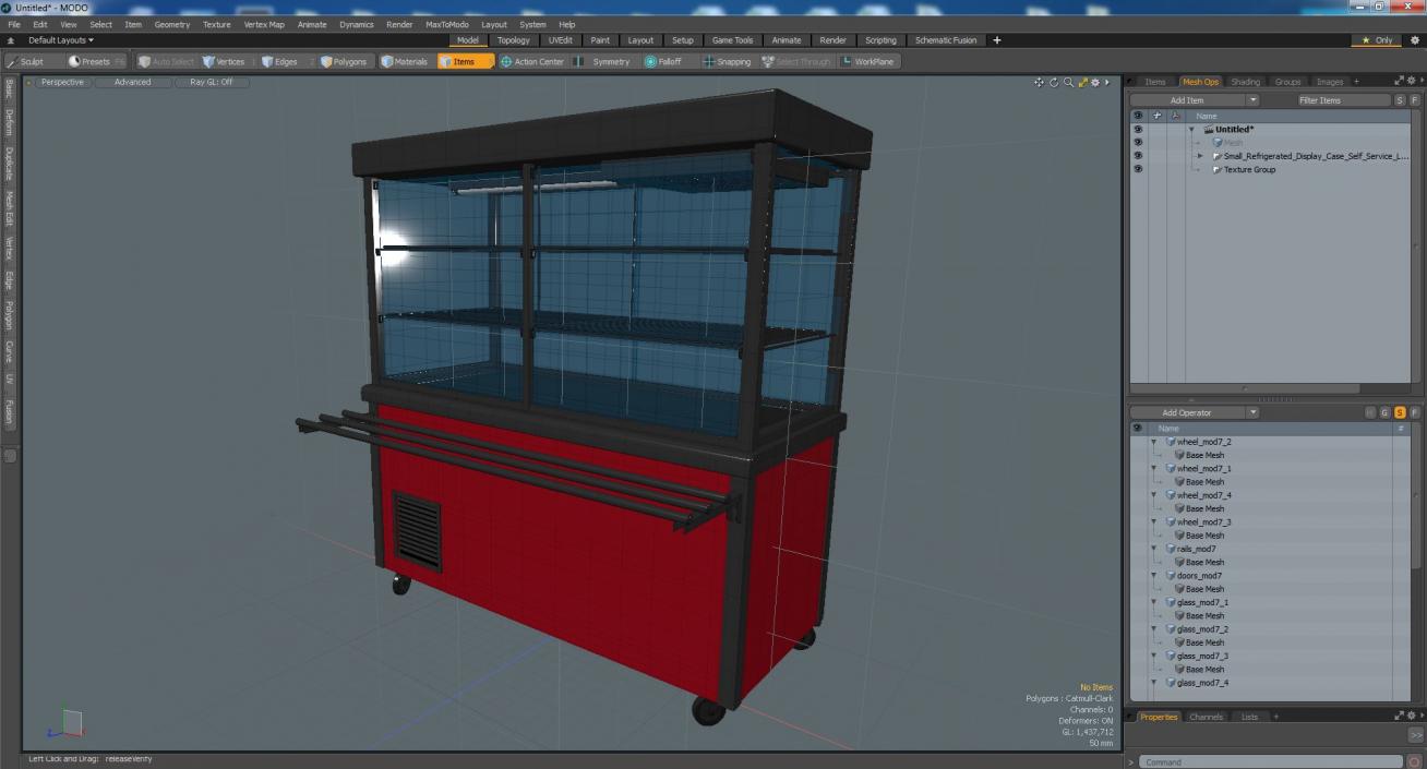 Small Refrigerated Display Case Self Service Line 3D model