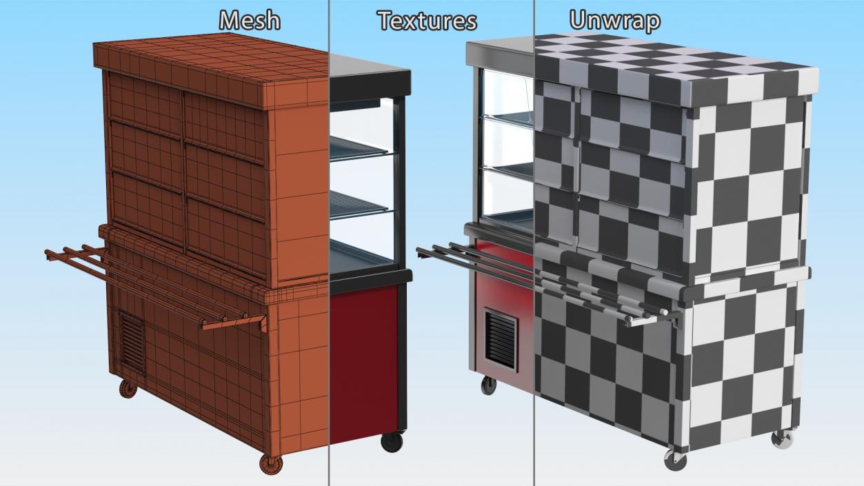 Small Refrigerated Display Case Self Service Line 3D model