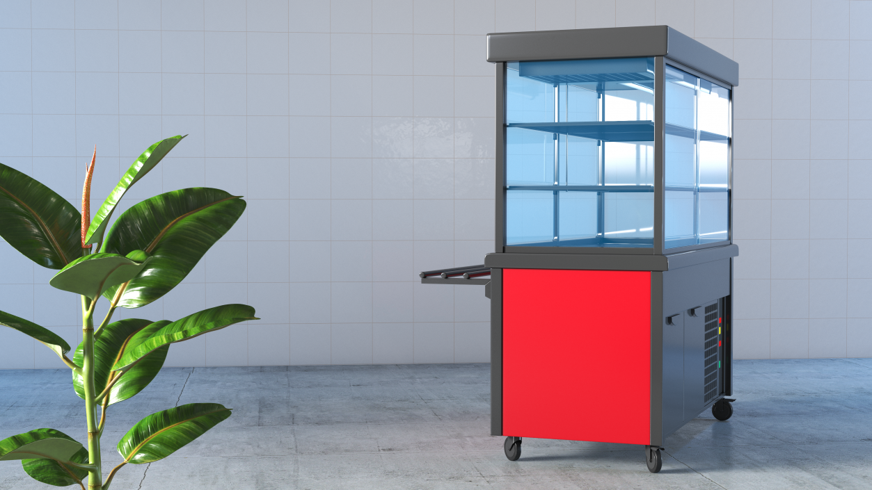 Small Refrigerated Display Case Self Service Line 3D model