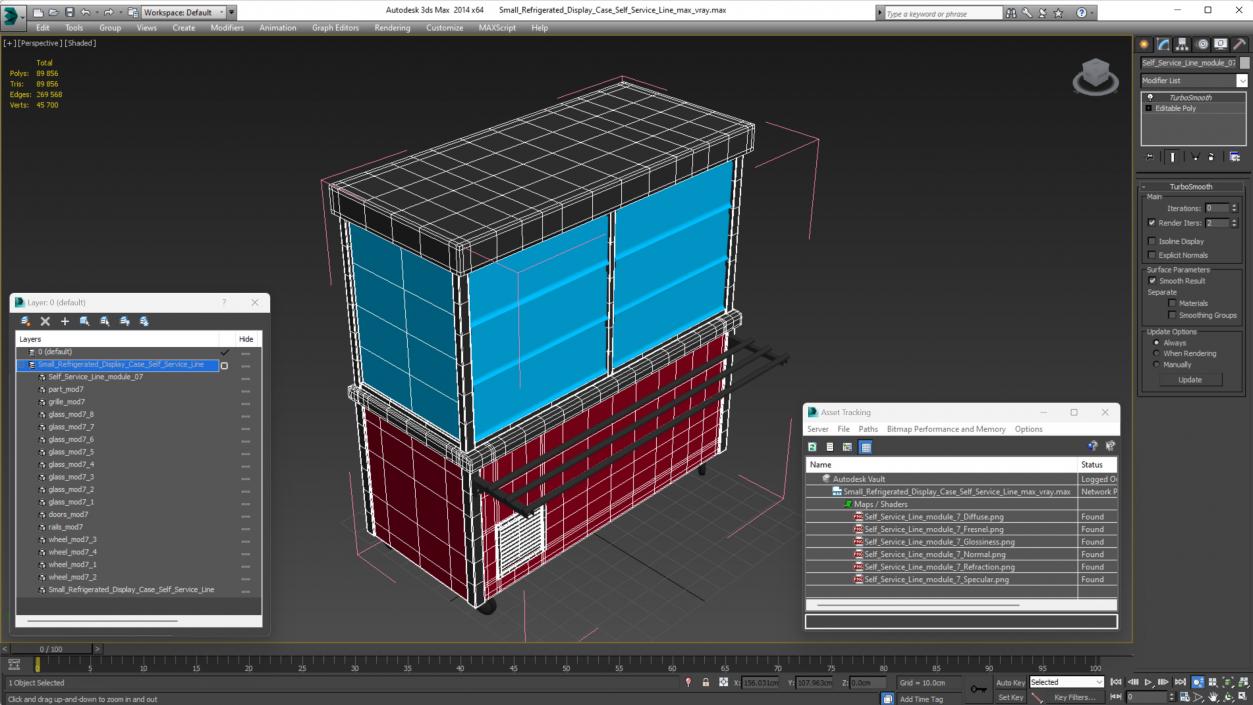 Small Refrigerated Display Case Self Service Line 3D model