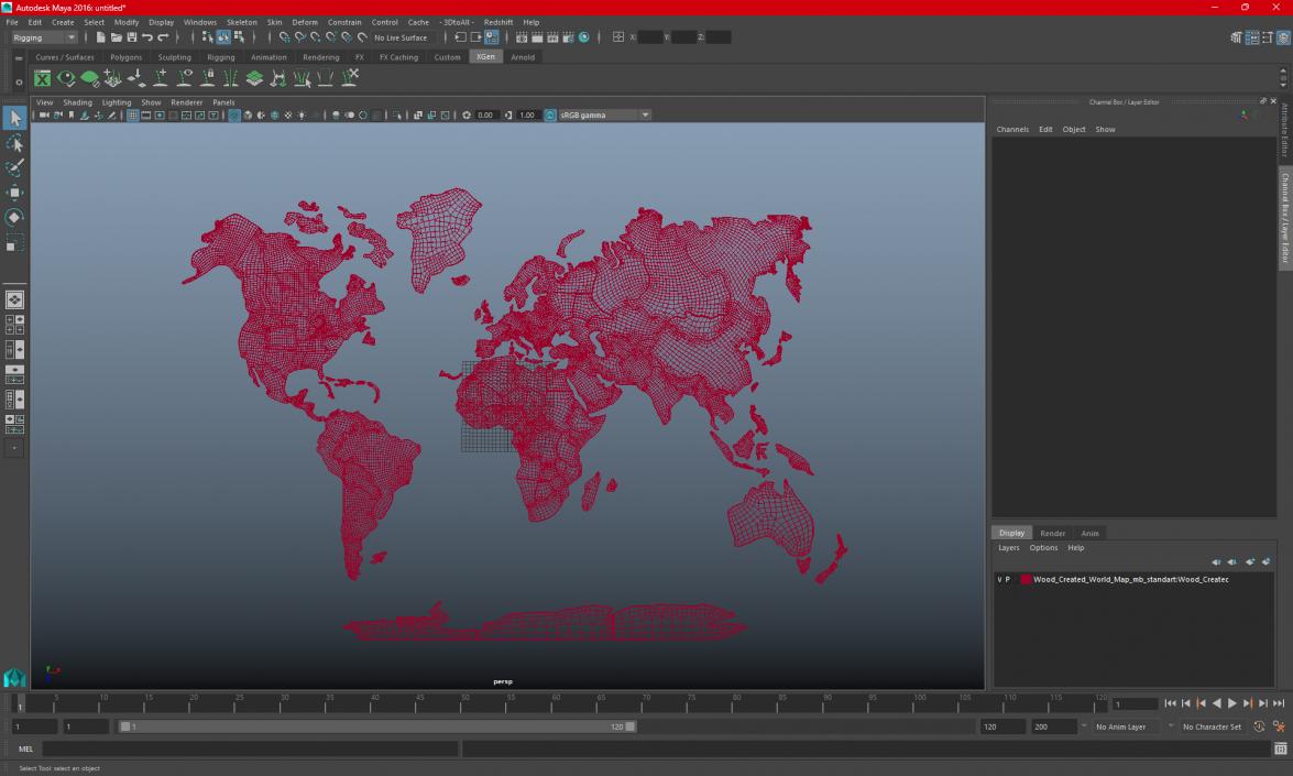 Wood Created World Map 2 3D model