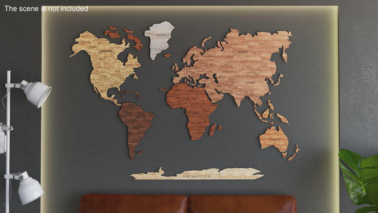 Wood Created World Map 2 3D model