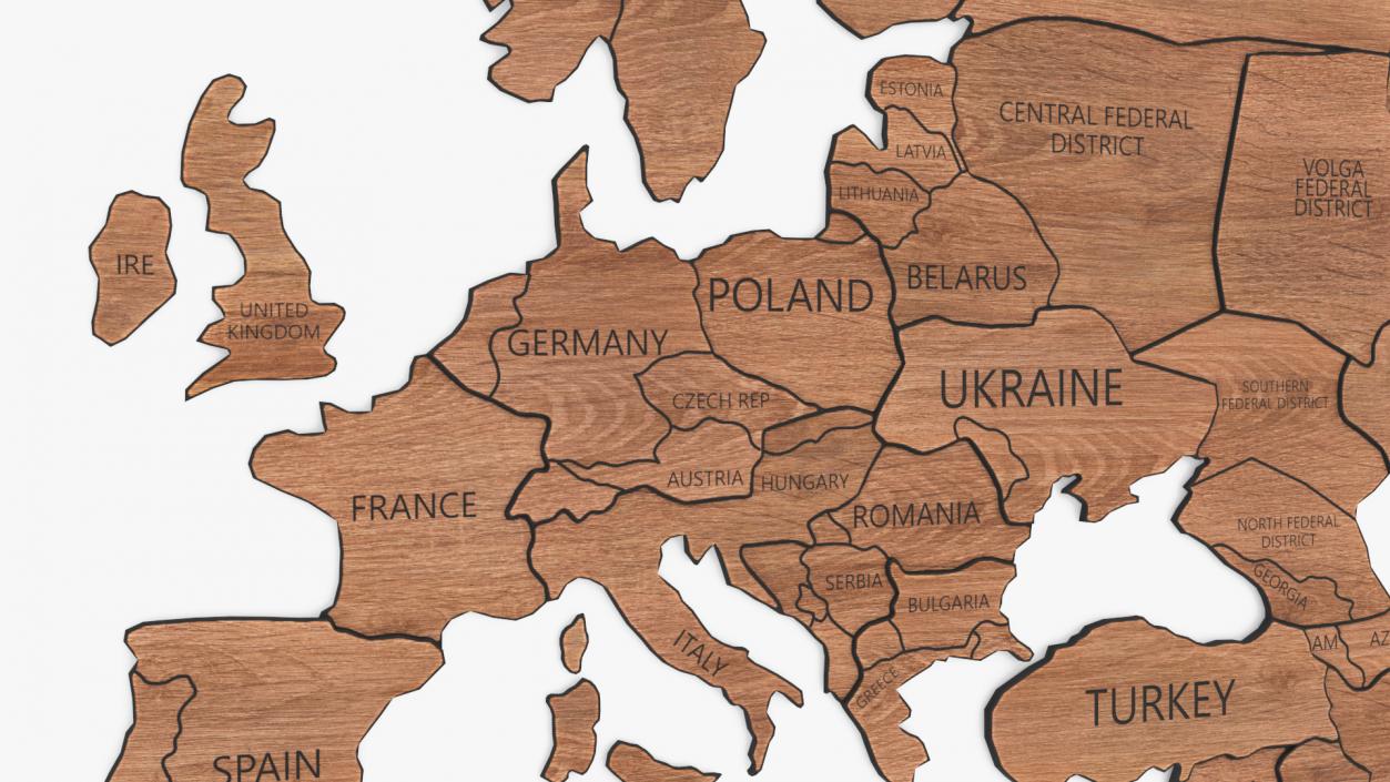 Wood Created World Map 2 3D model