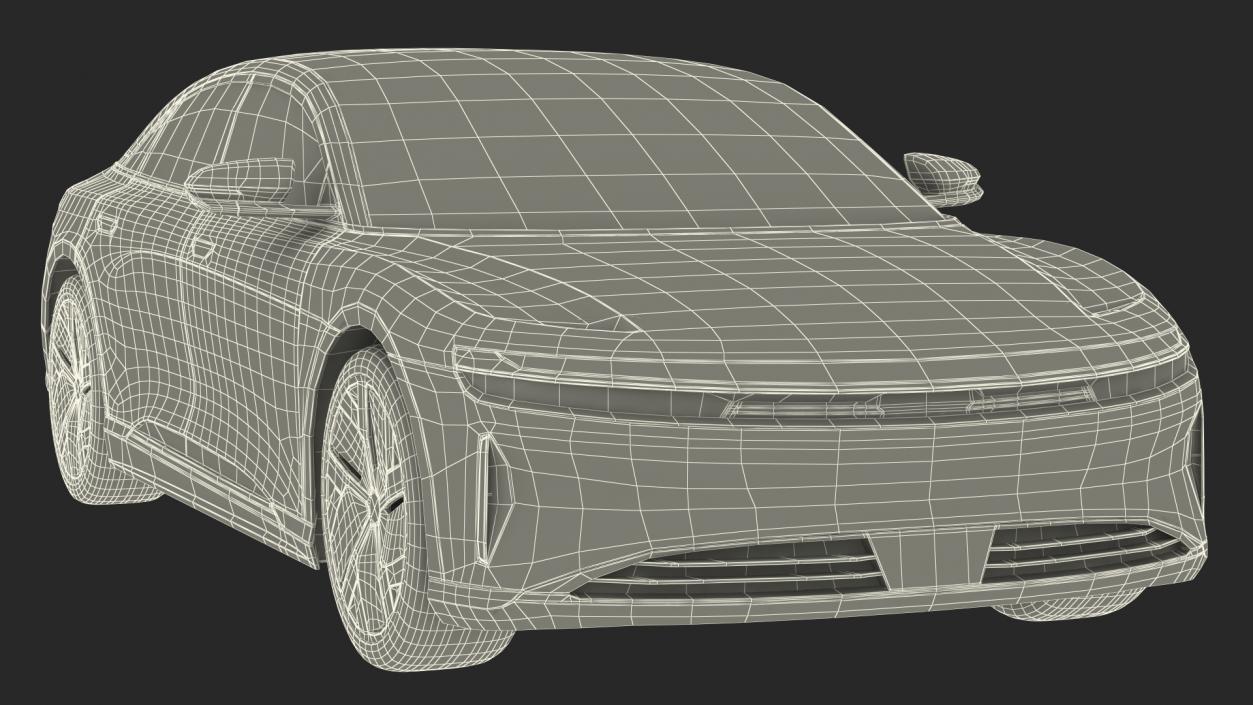 3D Electric Luxury Sedan Rigged model