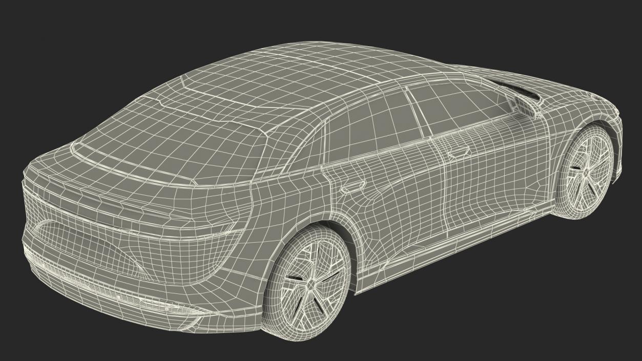 3D Electric Luxury Sedan Rigged model