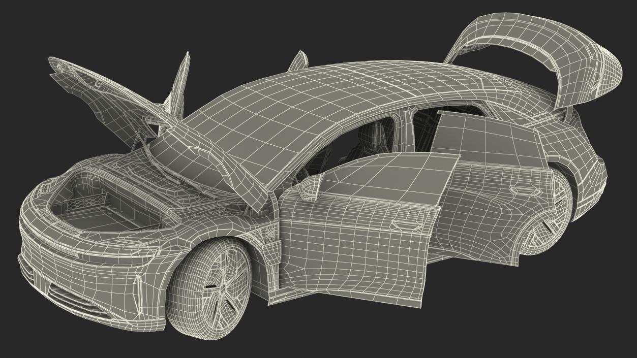 3D Electric Luxury Sedan Rigged model