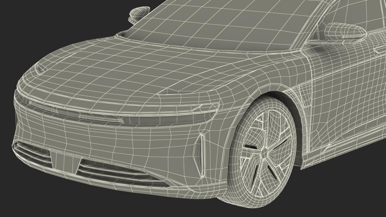 3D Electric Luxury Sedan Rigged model