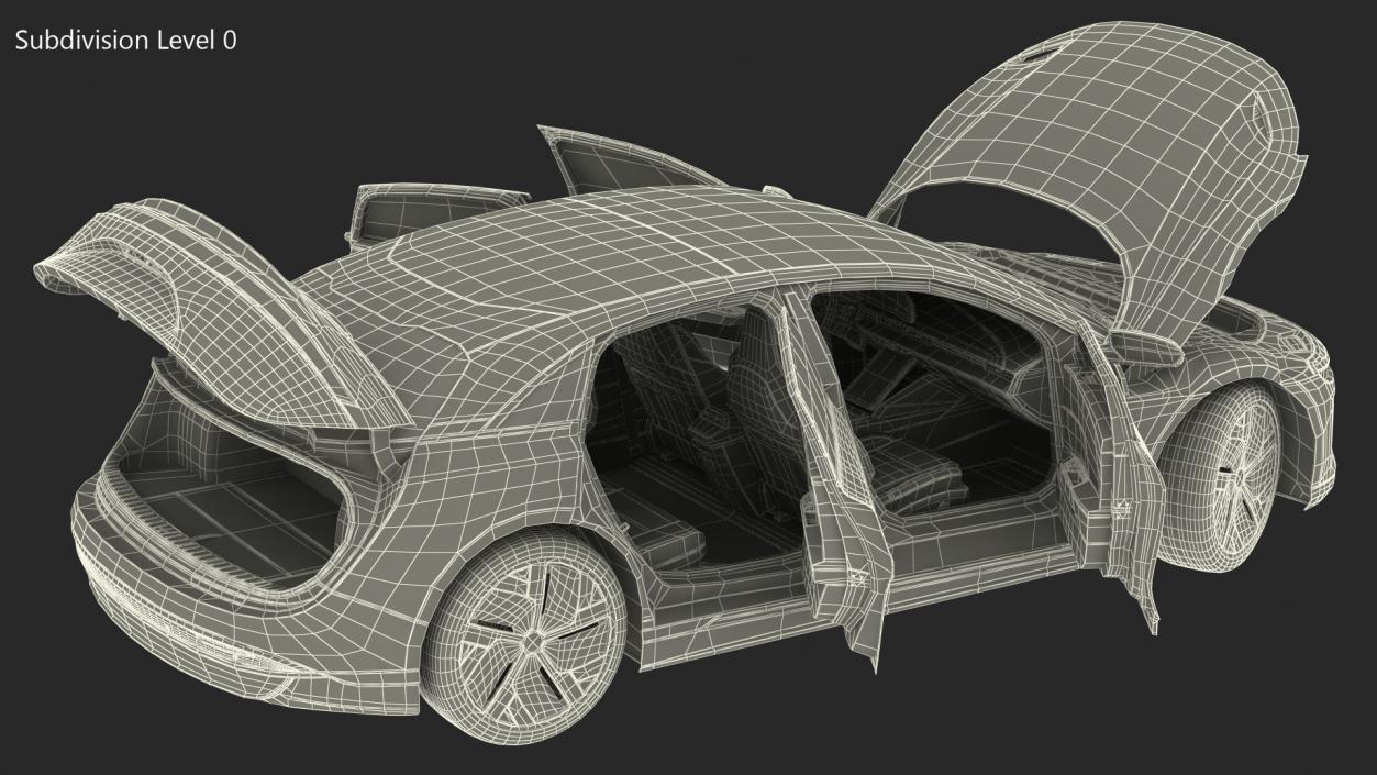 3D Electric Luxury Sedan Rigged model