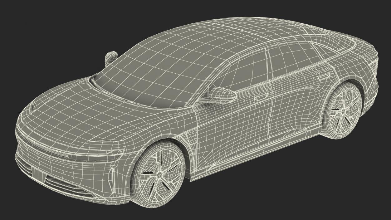 3D Electric Luxury Sedan Rigged model