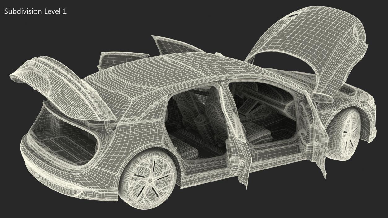 3D Electric Luxury Sedan Rigged model