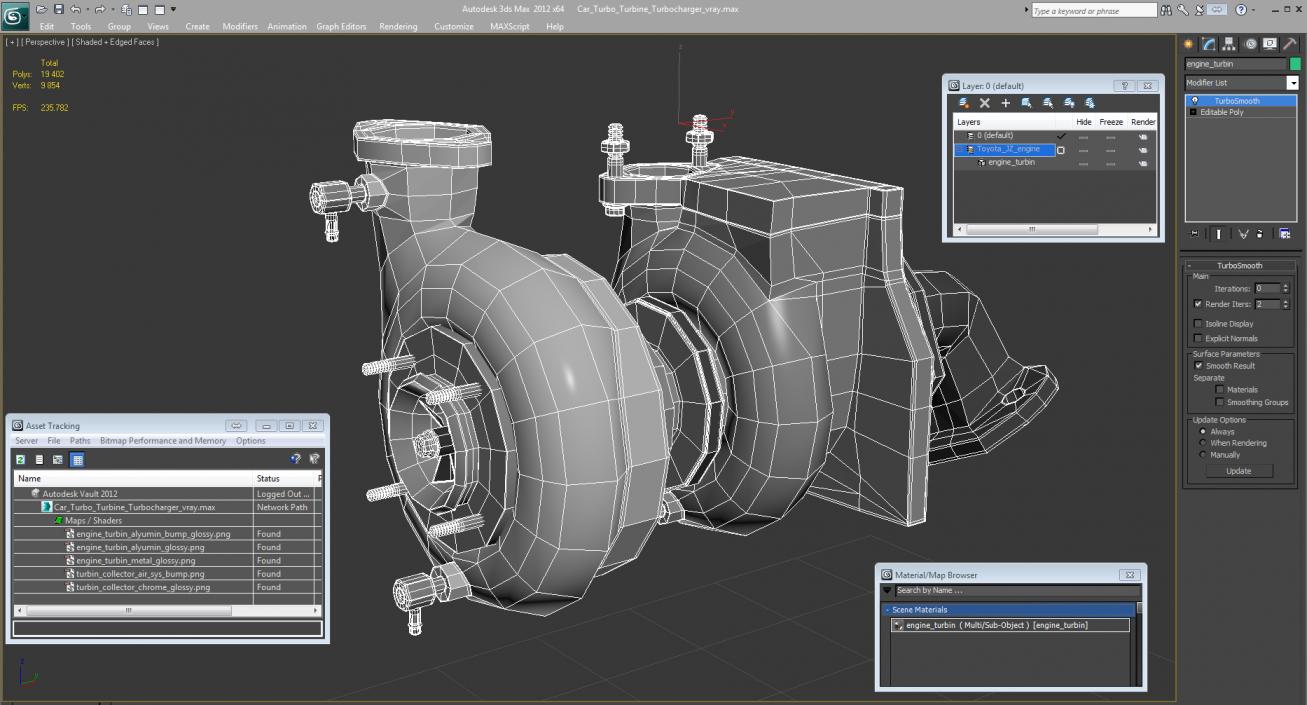 3D model Car Turbo Turbine Turbocharger