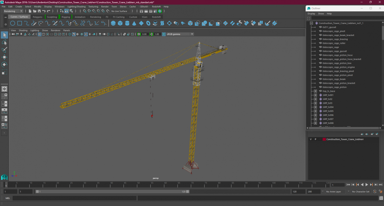 3D Construction Tower Crane Liebherr model