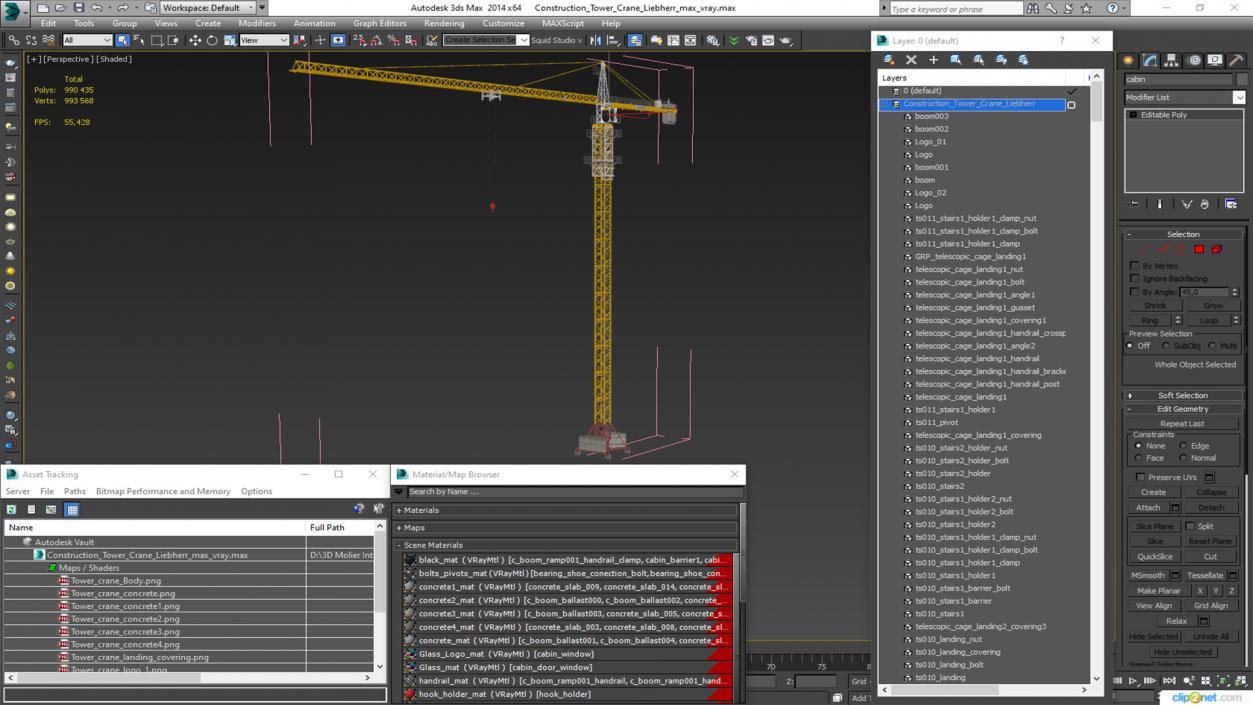 3D Construction Tower Crane Liebherr model