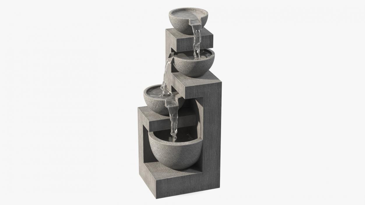 3D model Three Tier Garden Fountain Concrete