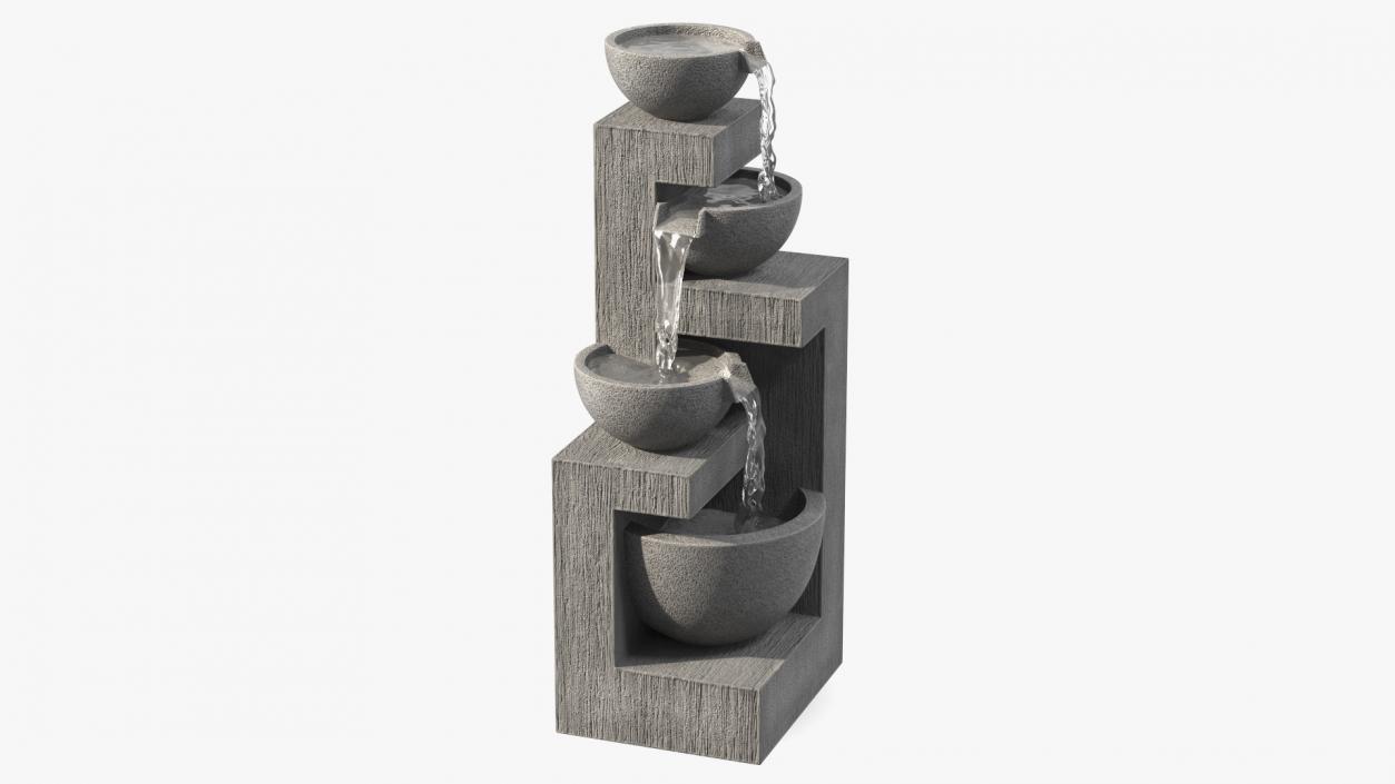 3D model Three Tier Garden Fountain Concrete