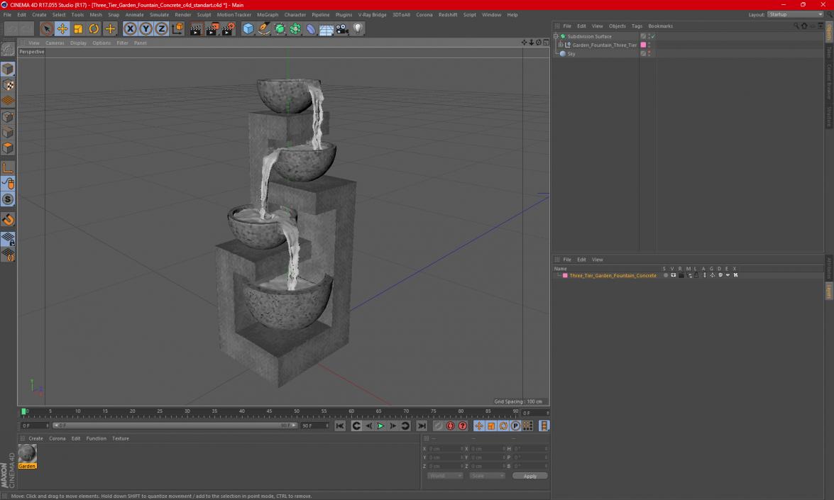 3D model Three Tier Garden Fountain Concrete