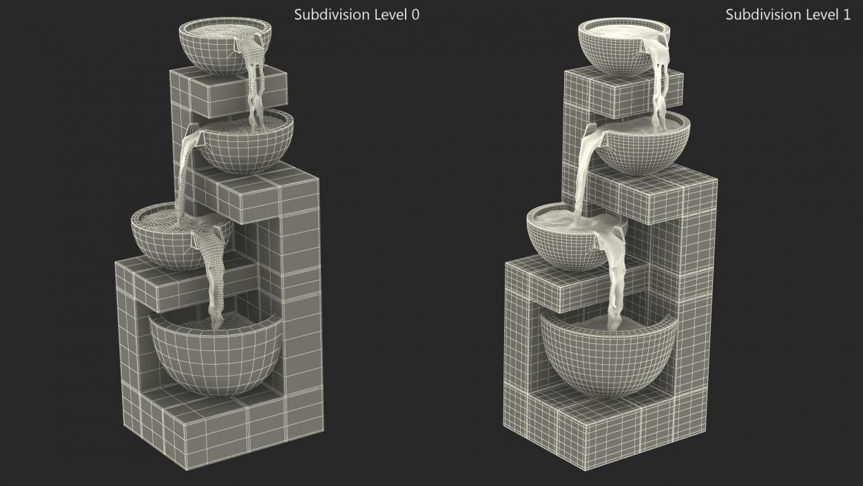 3D model Three Tier Garden Fountain Concrete