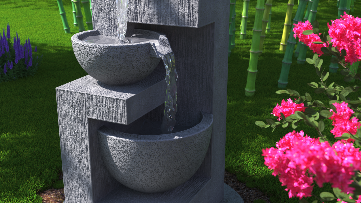 3D model Three Tier Garden Fountain Concrete