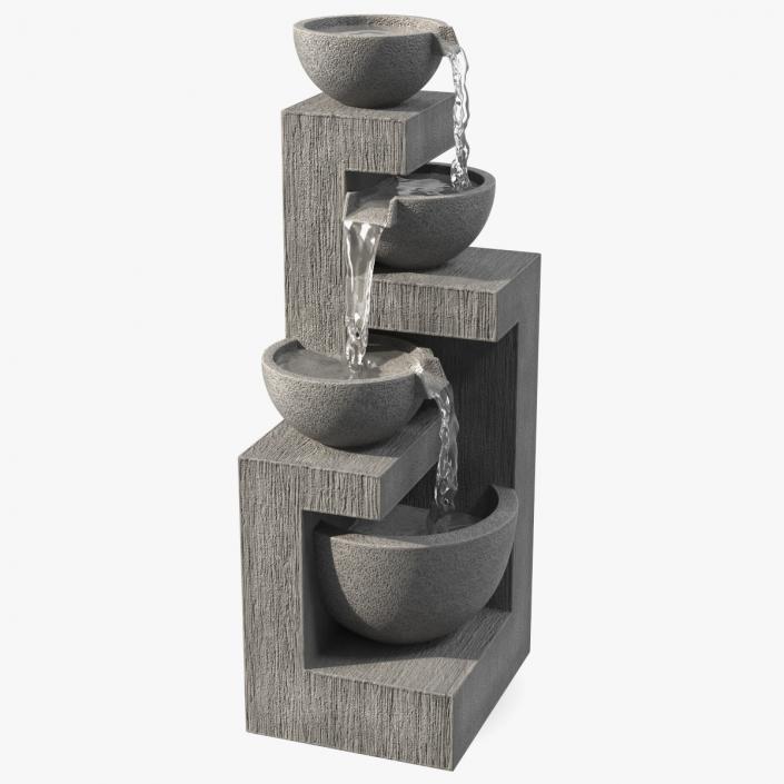 3D model Three Tier Garden Fountain Concrete