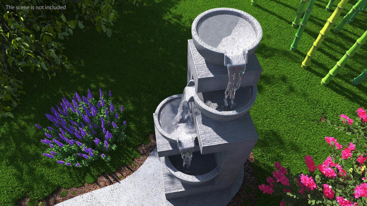 3D model Three Tier Garden Fountain Concrete