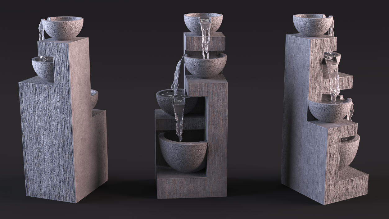 3D model Three Tier Garden Fountain Concrete