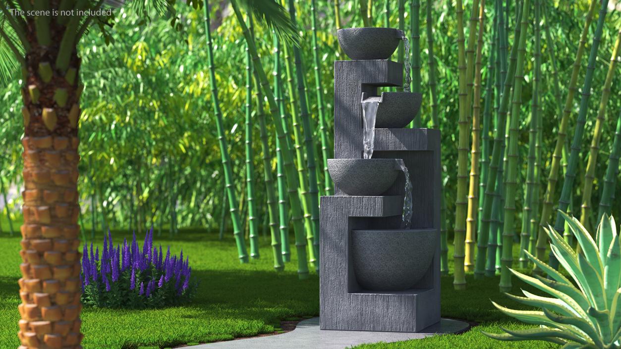 3D model Three Tier Garden Fountain Concrete