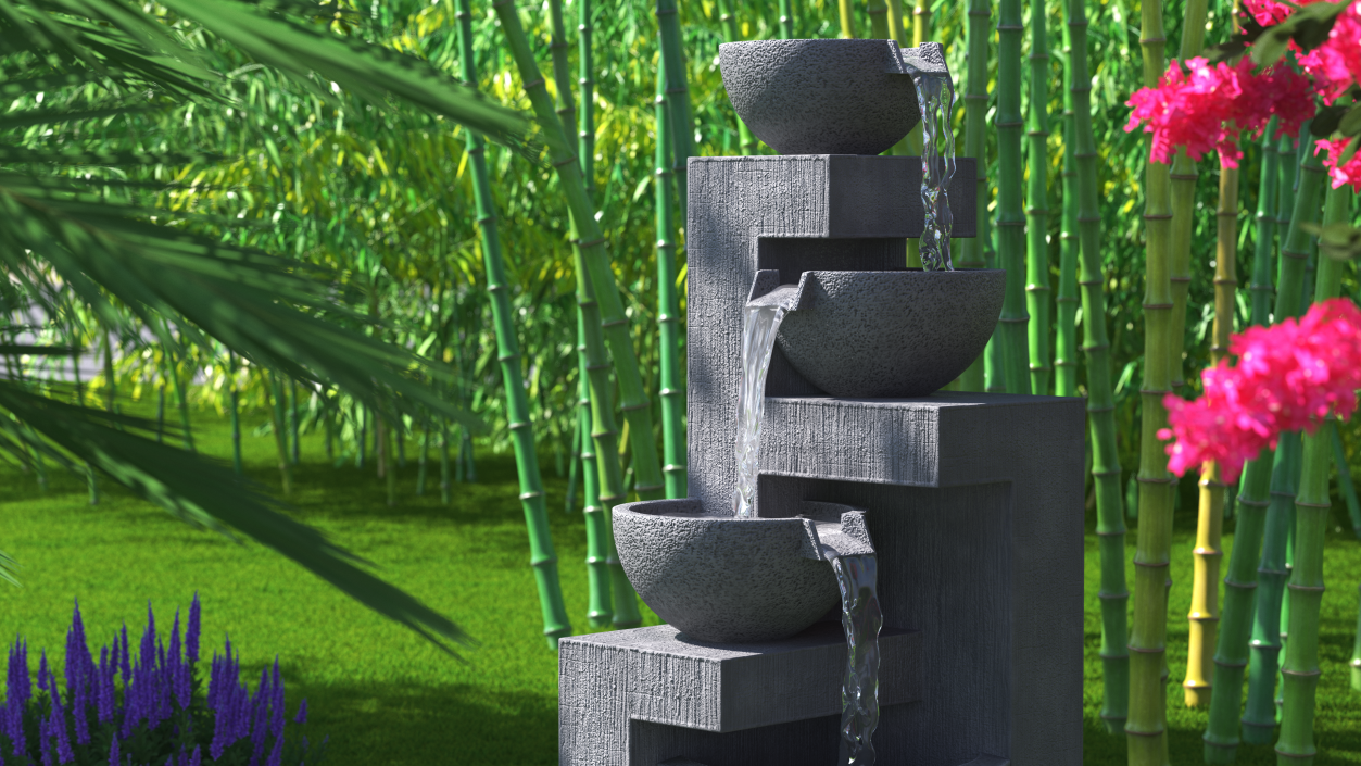 3D model Three Tier Garden Fountain Concrete