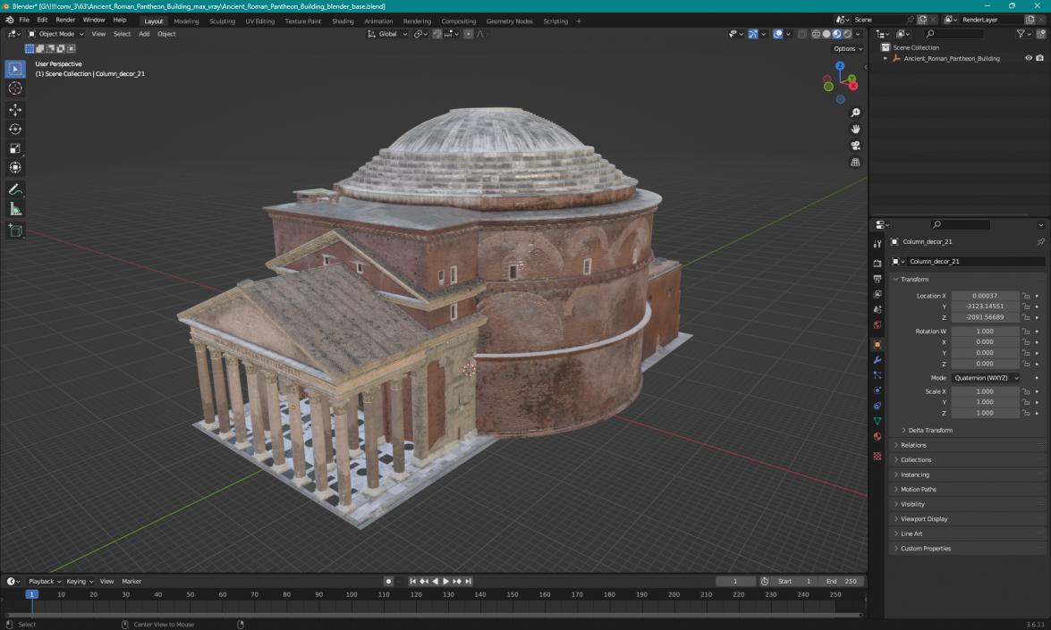 3D Ancient Roman Pantheon Building