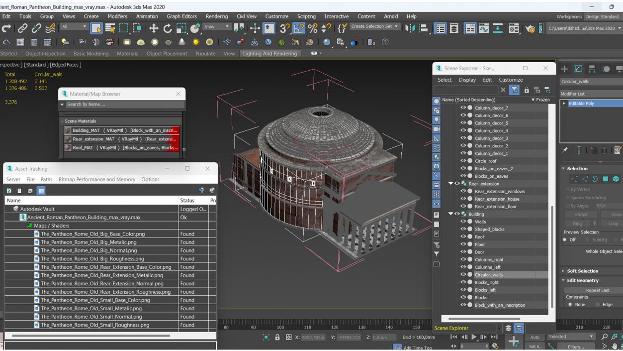 3D Ancient Roman Pantheon Building