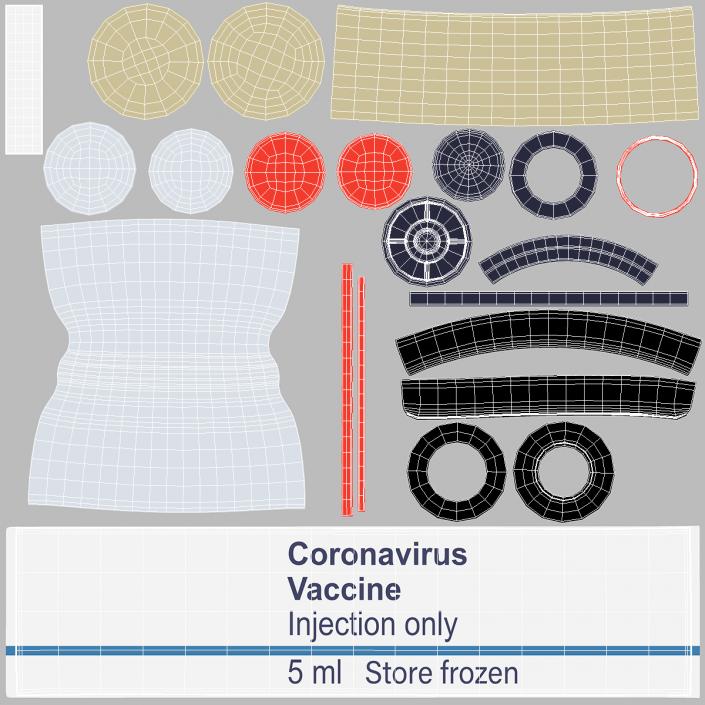 3D COVID 19 Vaccine Vial 5ml Red Cap model