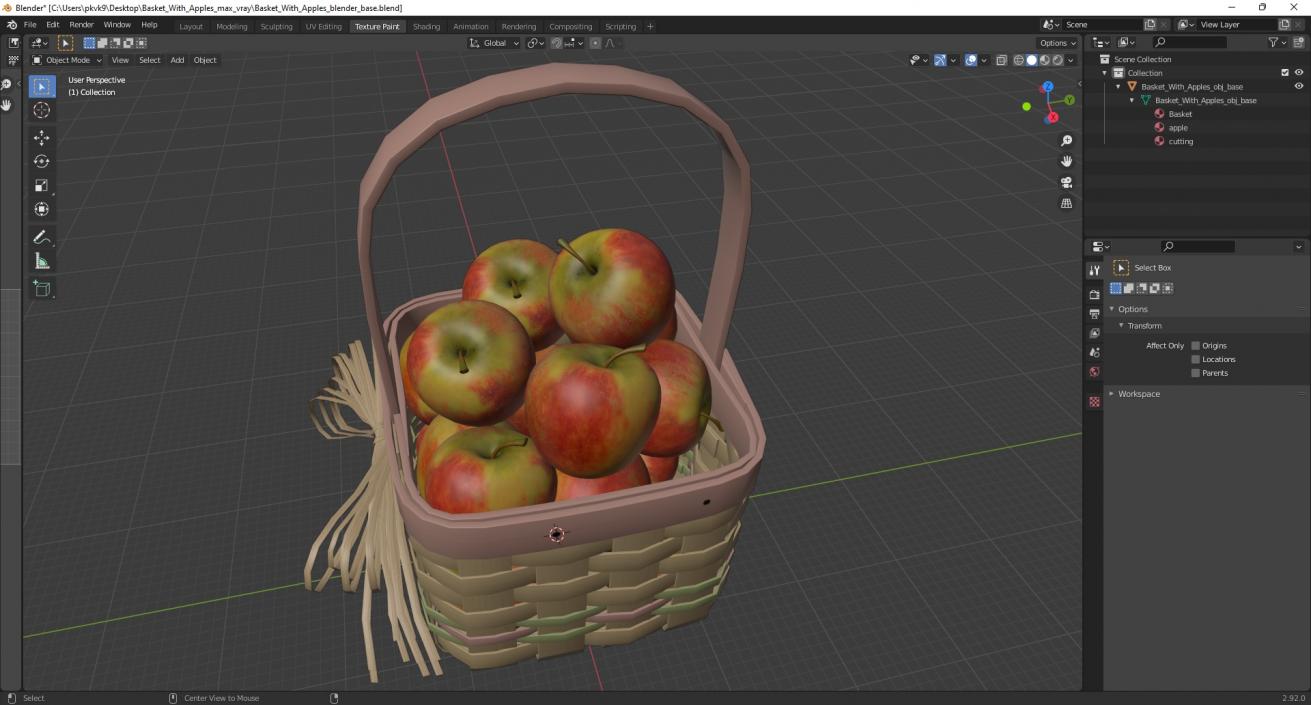 3D model Basket with Apples 2