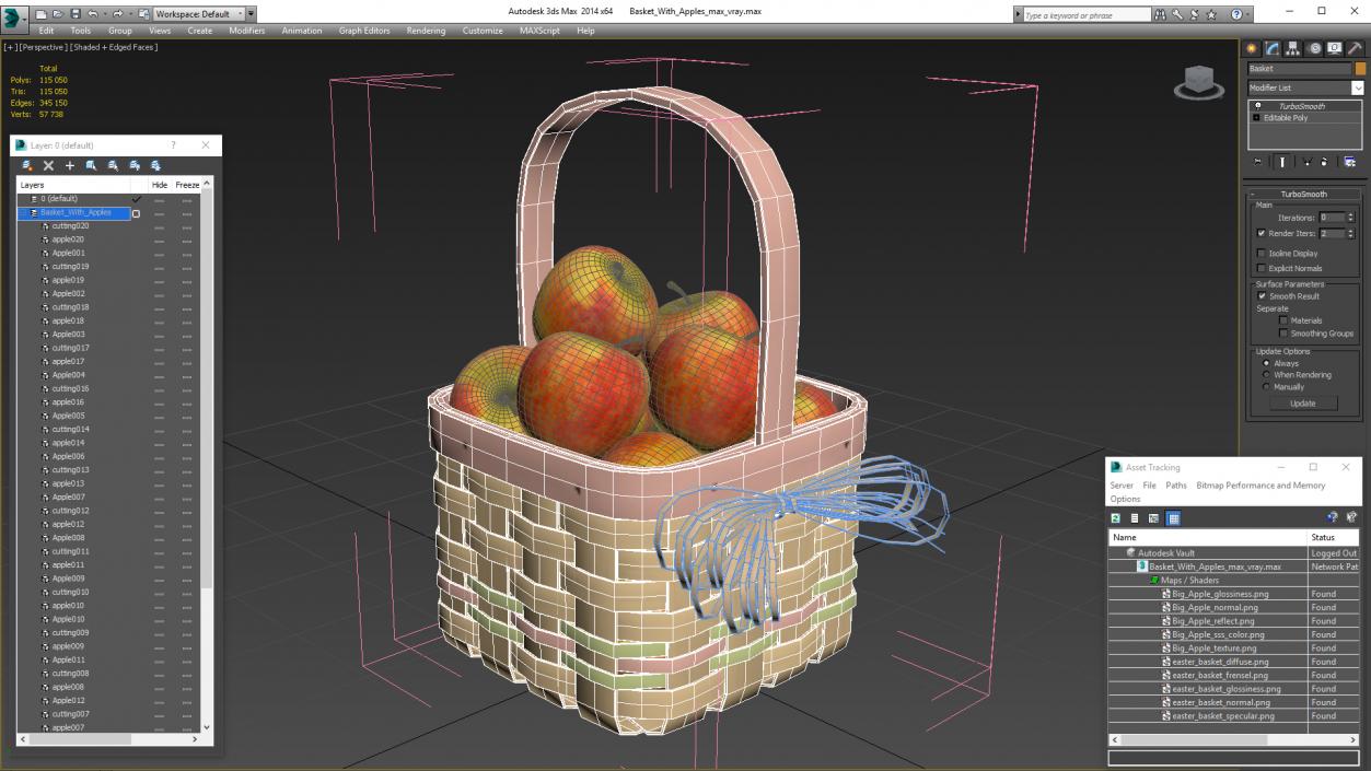 3D model Basket with Apples 2