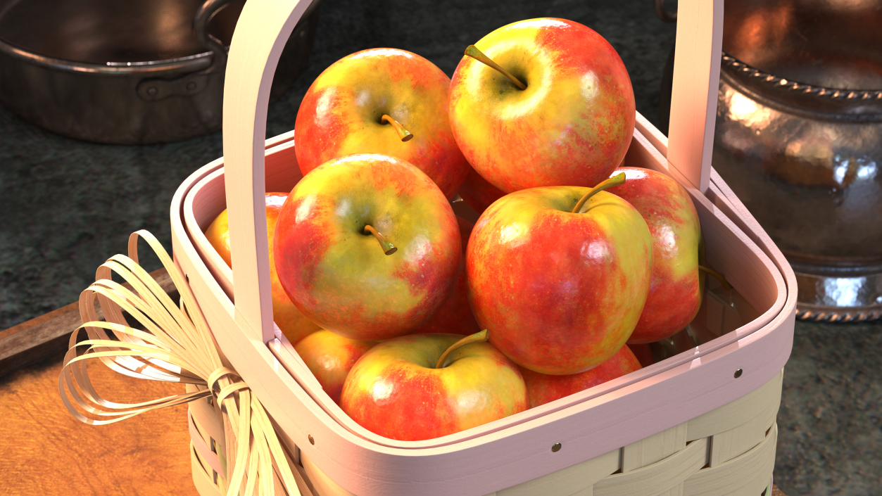 3D model Basket with Apples 2